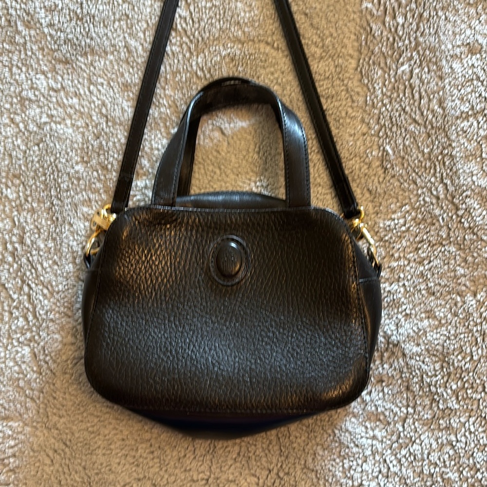RARE - Vintage Mark Cross Double Handle Black Leather Mini Tote